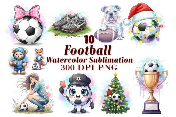 Download Cute Football Watercolor Sublimation - Premium Bundle