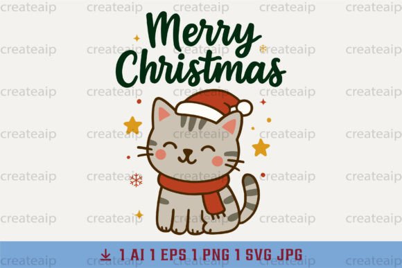 Download Cat Wall Art PNG Cute Christmas - Wall art Collection