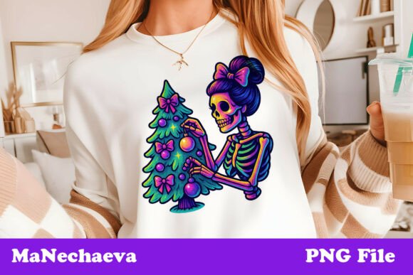 Download Trendy Neon Christmas Skeleton Girl - Premium Bundle
