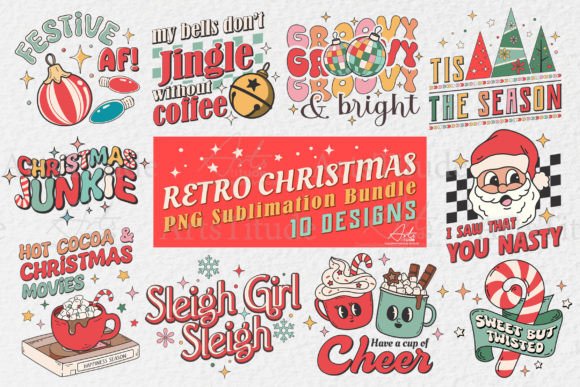 Download Retro Christmas Bundle PNG Sublimation - Retro christmas bundle Collection