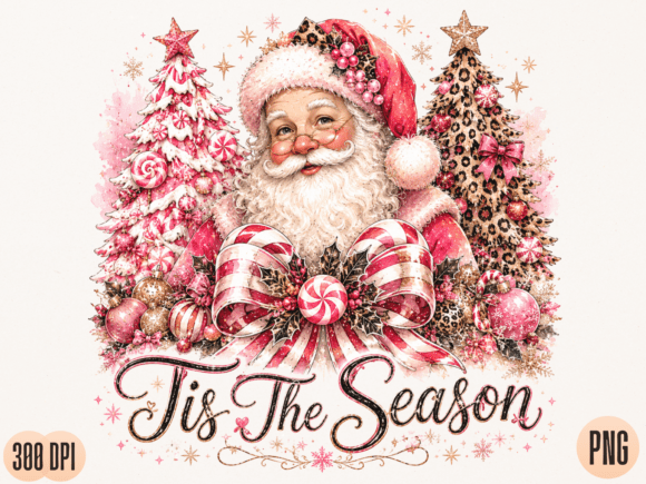 Download 'Tis the Season Santa PNG Design, Pink C - Tis the season Collection